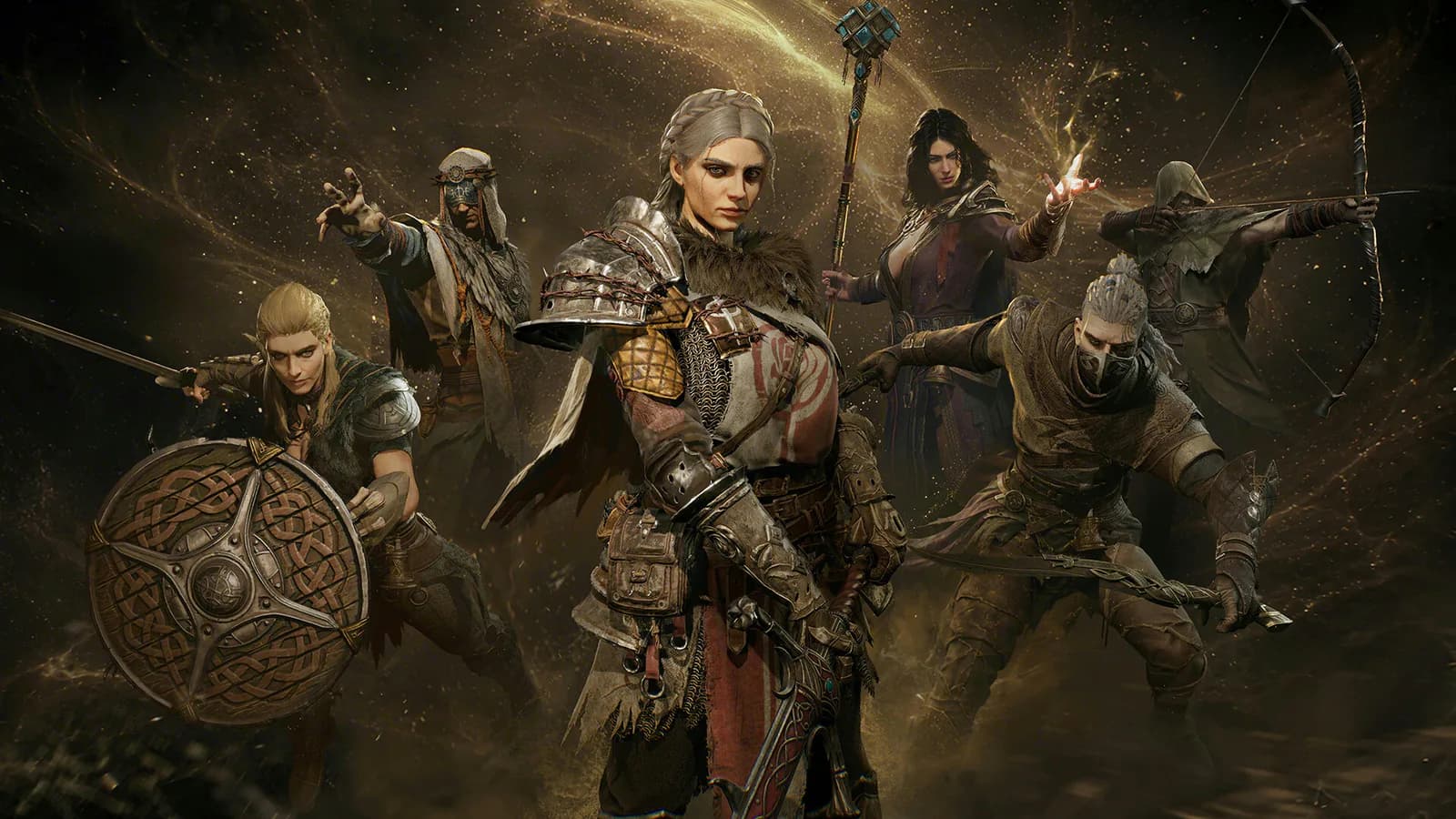 The six playable Mistfall Hunter classes